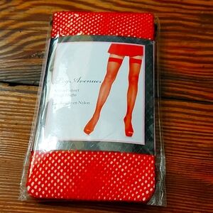 Leg Avenue Red FishNet Thigh Highs/One Sz/Nylon